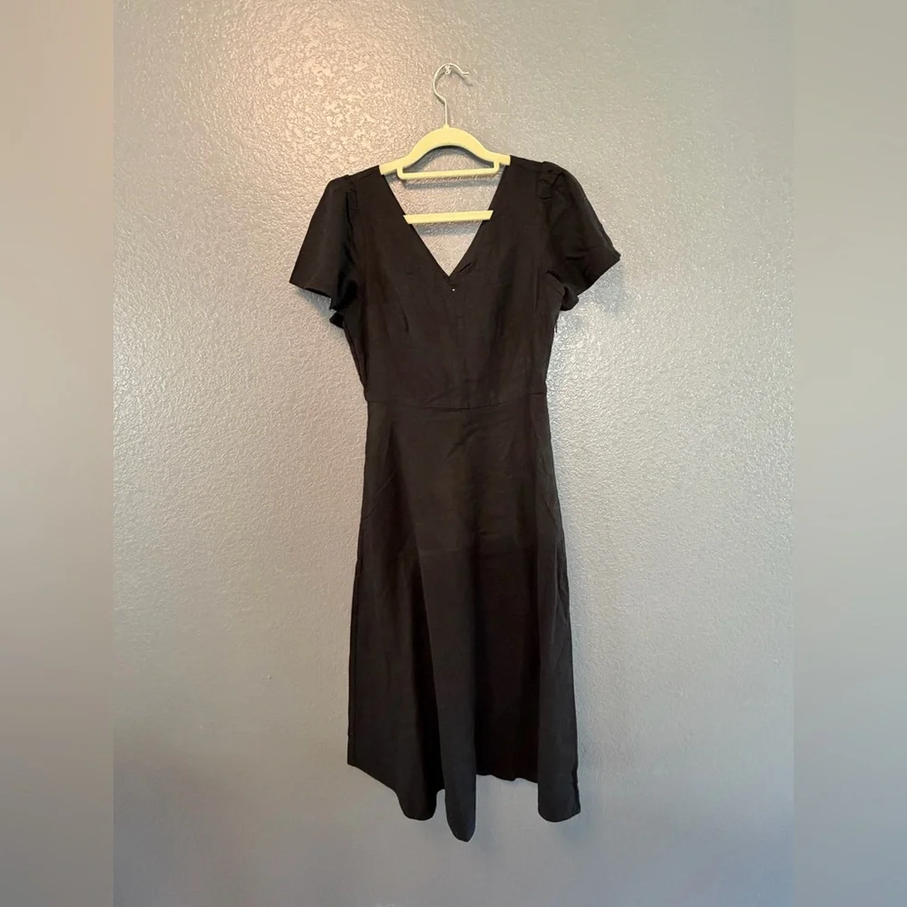J. Crew Linen-Blend Midi Dress - NWT - 0 - Black - Picture 2 of 4